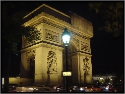 Noc, Paryż, Łuk Triumfalny, Francja